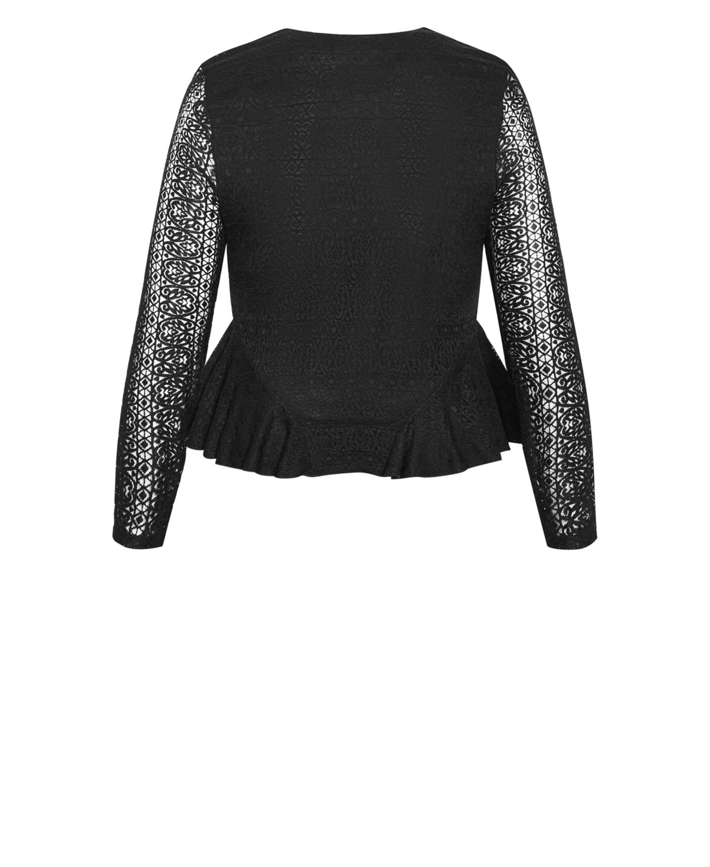 Женский кружевной топ City Chic Lola с длинным рукавом, больших размеров, цвет: Чёрный — фото 5