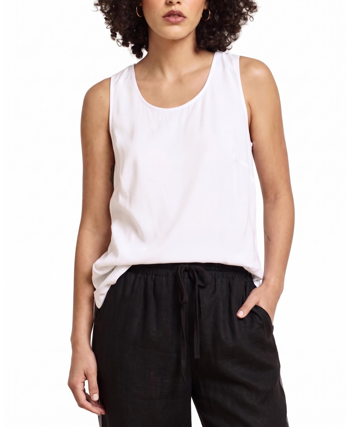 Universal Standard Plus Size Scoop Neck Stretch Cupro Tank - White