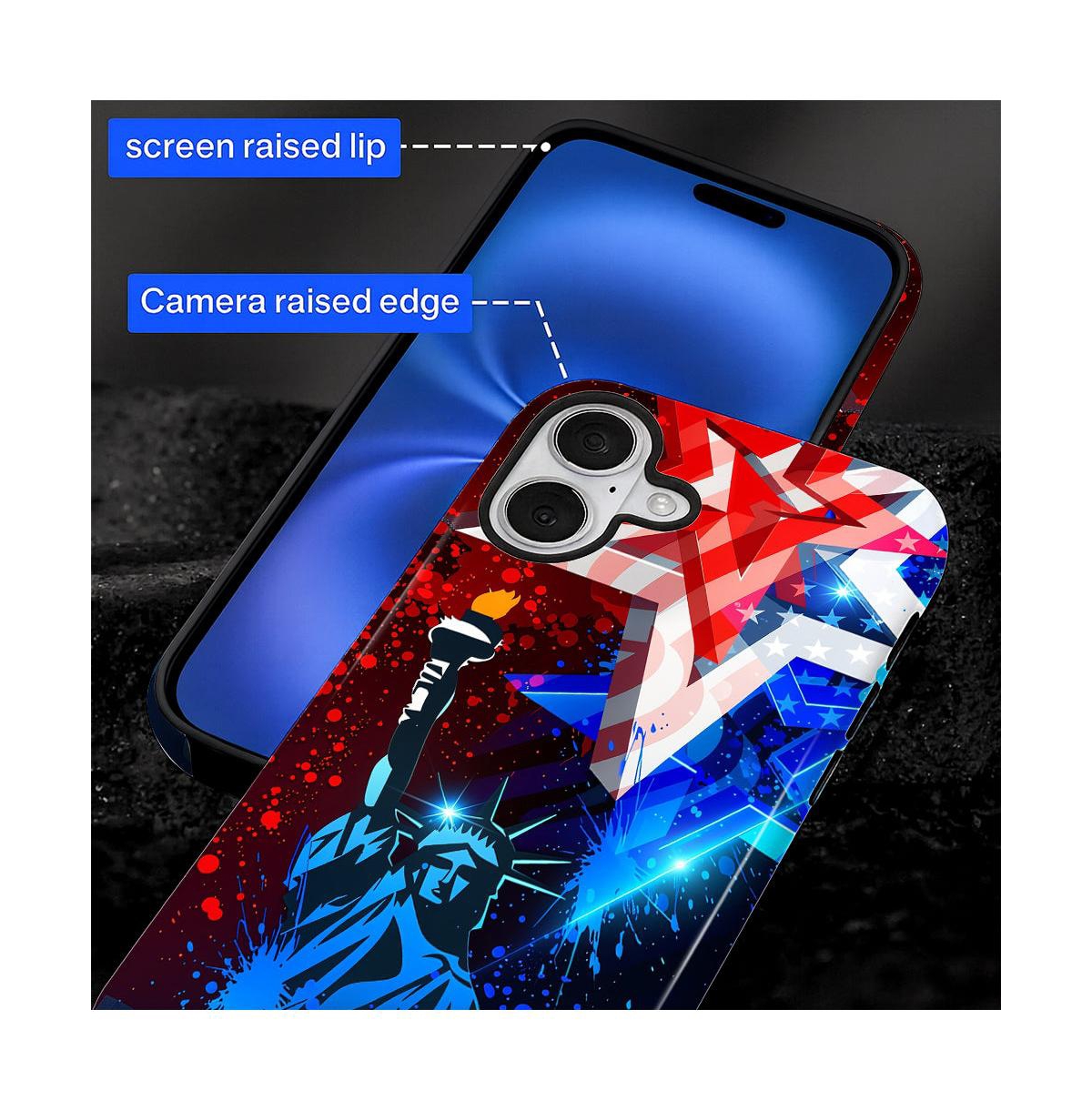 Lisen 2-Layer Durable Phone Case Compatible with Apple iPhone 17, Liberty After Dark