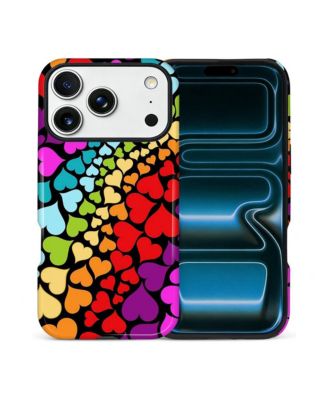 Phone Case Compatible with Apple iPhone, 2-Layer Durable, Rainbow Heart Flow