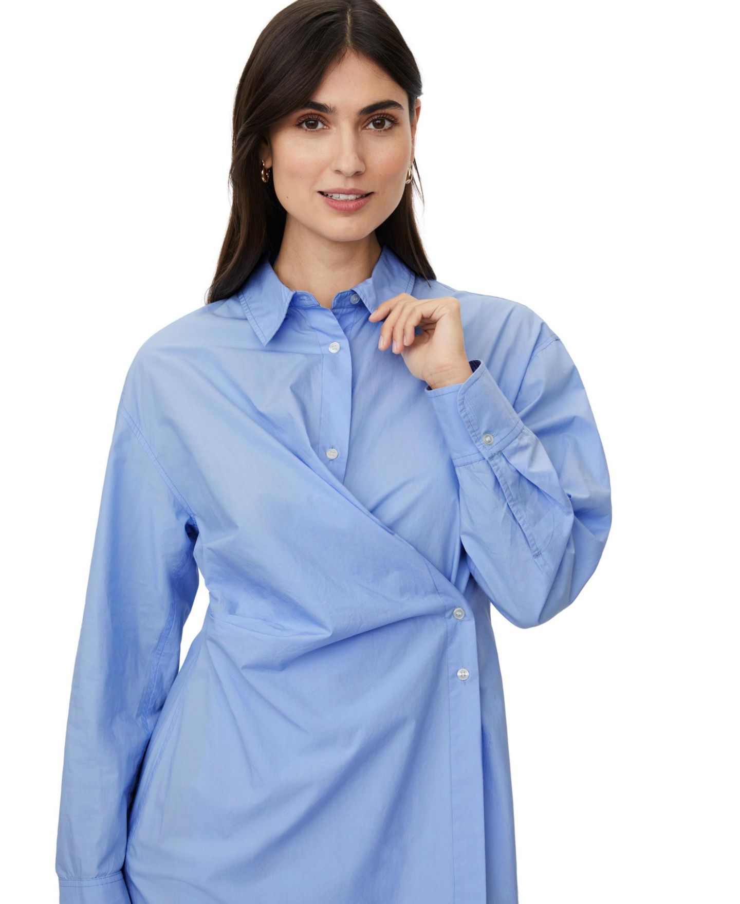 Женское платье Masai Copenhagen MaNeylora Long-Sleeve Wrap Midi Shirt Dress, цвет: Hydrangea — фото 4