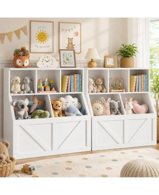 2 Set of Kids Bookshelf and Toy Storage Organizer, Nursery and Playroom, Children s Bookcase with Cabinet, Versatile for Home, School and Daycare Use