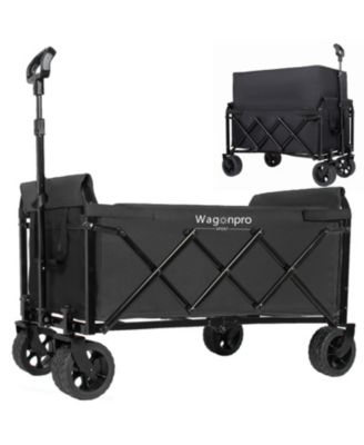 Expandable Dual-Layer Utility Wagon, Extra Storage Space, with 52" All Terrain Wheels, 220lbs Capacity, for Camping, Shopping