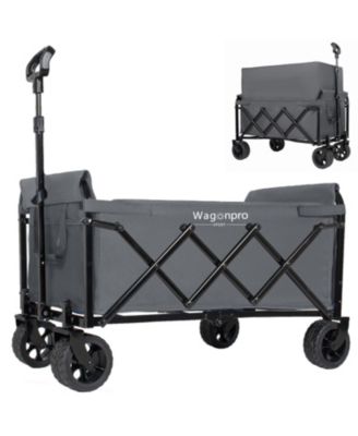 Expandable Dual-Layer Utility Wagon, Extra Storage Space, with 52" All Terrain Wheels, 220lbs Capacity, for Camping, Shopping