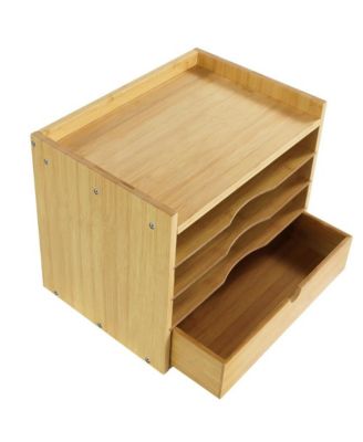 5 Tier Desk Organizer with Drawer Adjustable Shelves Desktop File Holder for Home Office School