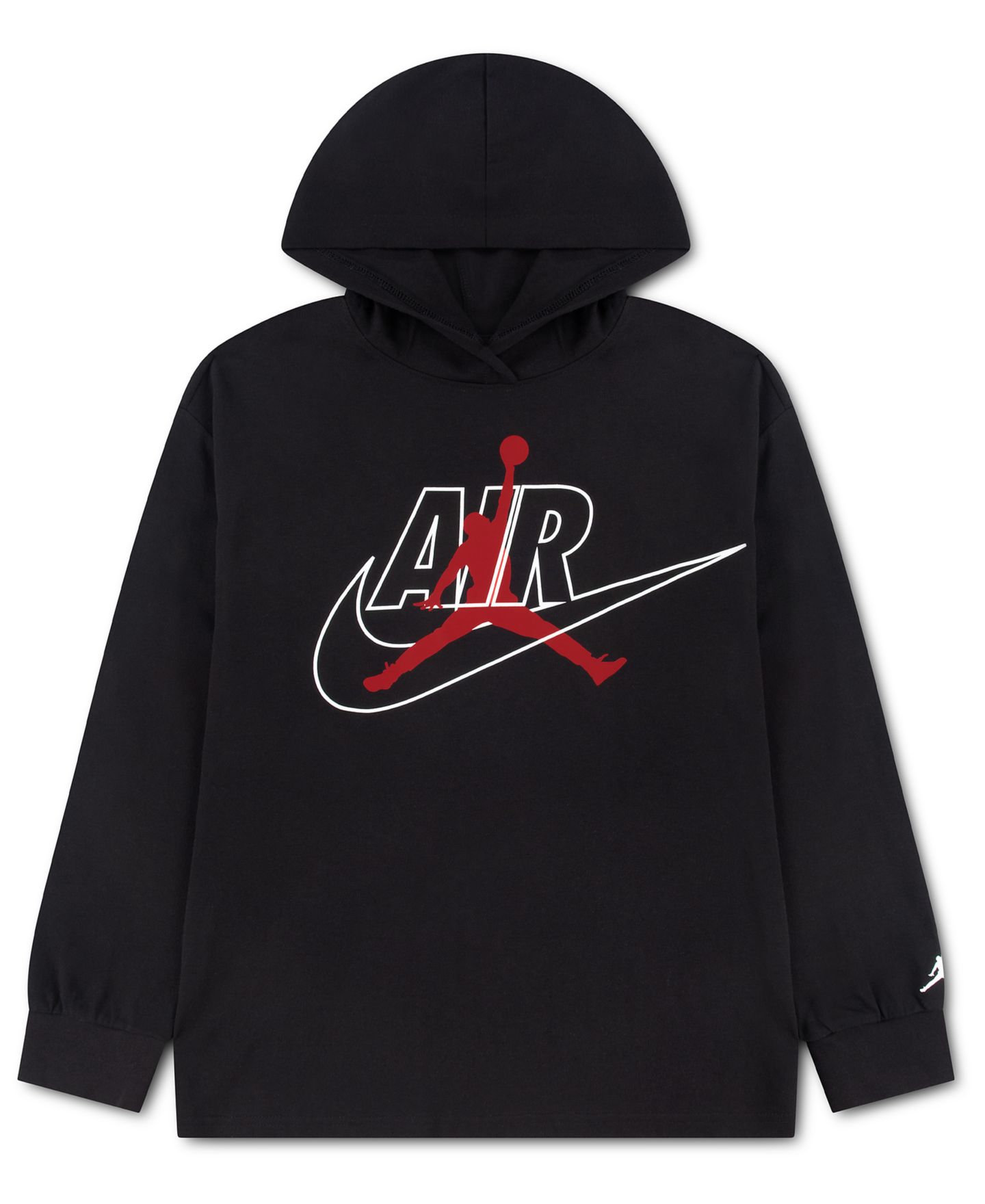 Футболка Jordan Jumpman Air Hooded Long-Sleeve T-Shirt для мальчиков, цвет: Чёрный — фото 1