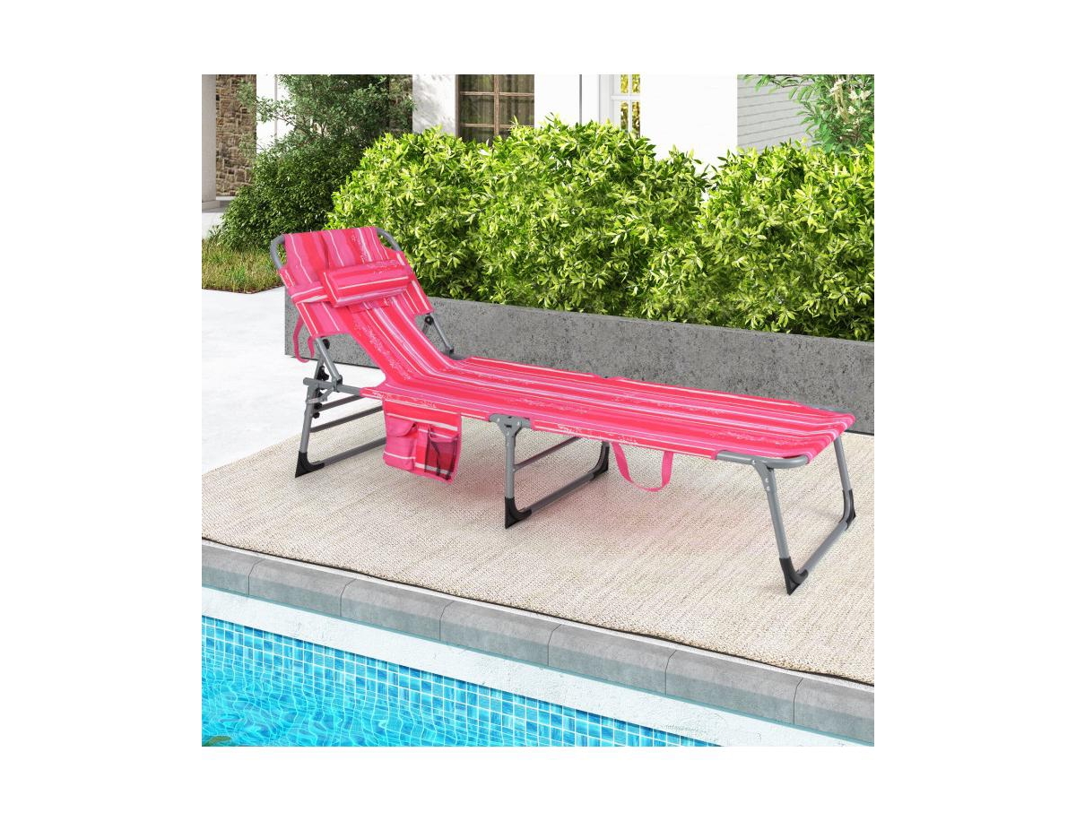 Boyel Living Folding Beach Lounge Chair with Pillow for Outdoor