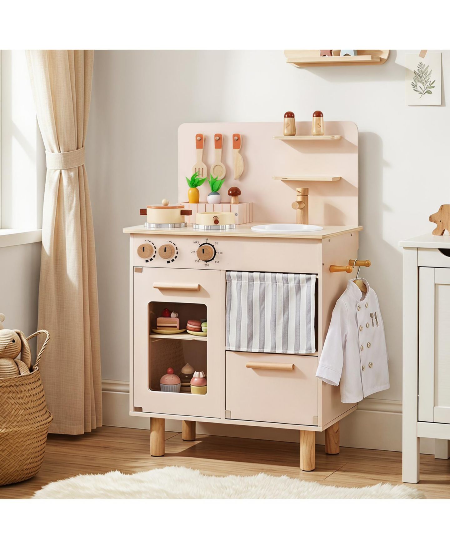 Детский игровой набор Gymax Toddler Wooden 10-Piece Kitchen Playset, Ages 3+, цвет: Бежевый — фото 2