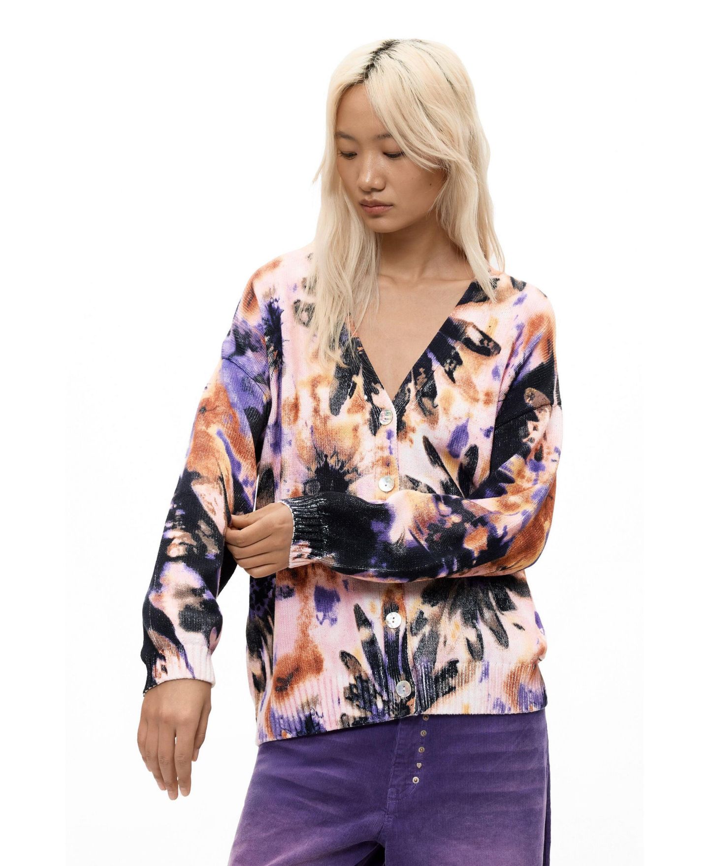 Женский кардиган Desigual Floral-Print V-Neck, цвет: Open Miscellaneous — фото 3