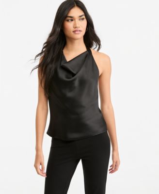 Women's Satin Halter Open-Back Top