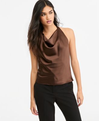 Women's Satin Halter Open-Back Top
