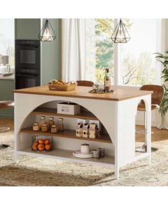 55" Kitchen Island with Seating and Storage