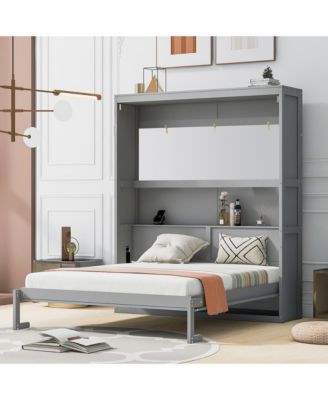 Queen Size Murphy Bed Wall Bed with Shelves