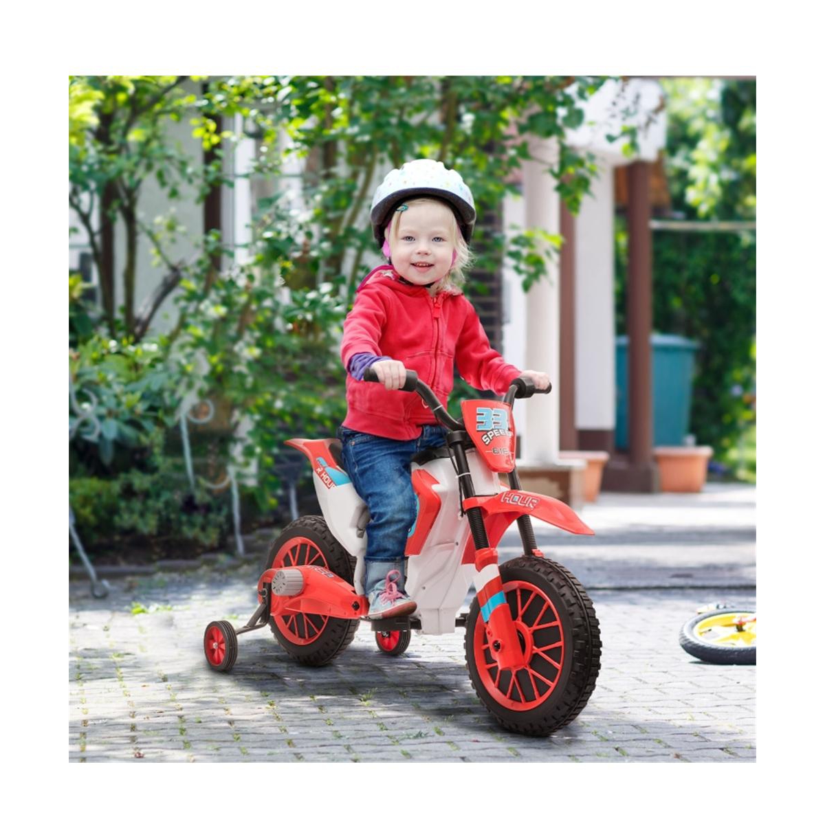 Sevorley 12V Kids Electric Ride-On Motorcycle with Training Wheels, Ages 3-5