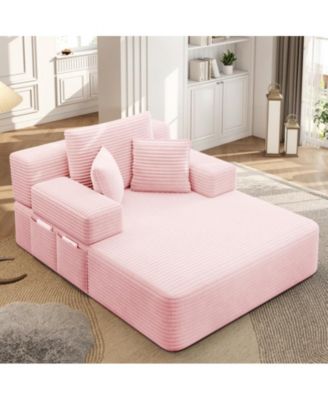 Convertible Corduroy Sleeper Sofa with Removable Washable Cover,Side Storage High-Density Sponge,Side Storage for Apartment Home,Small Spaces