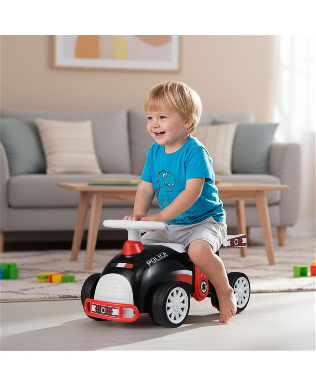 Sevorley Police-Themed Toddler Foot-to-Floor Music Ride-On Push Car, Ages 19-36 Months