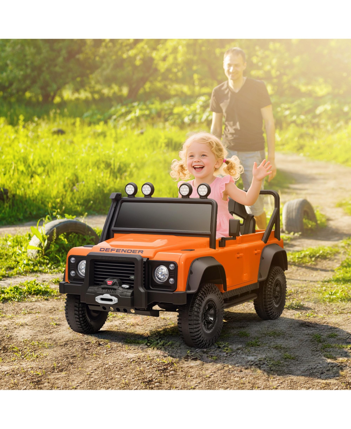 Sevorley 12V Land Rover Defender 110 Svx Kids Ride-On Truck with Parental Remote Control & Led Lights, Ages 37-60 Months
