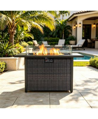  44" 50,000 BTU Propane Fire Pit Table with Wind Screen