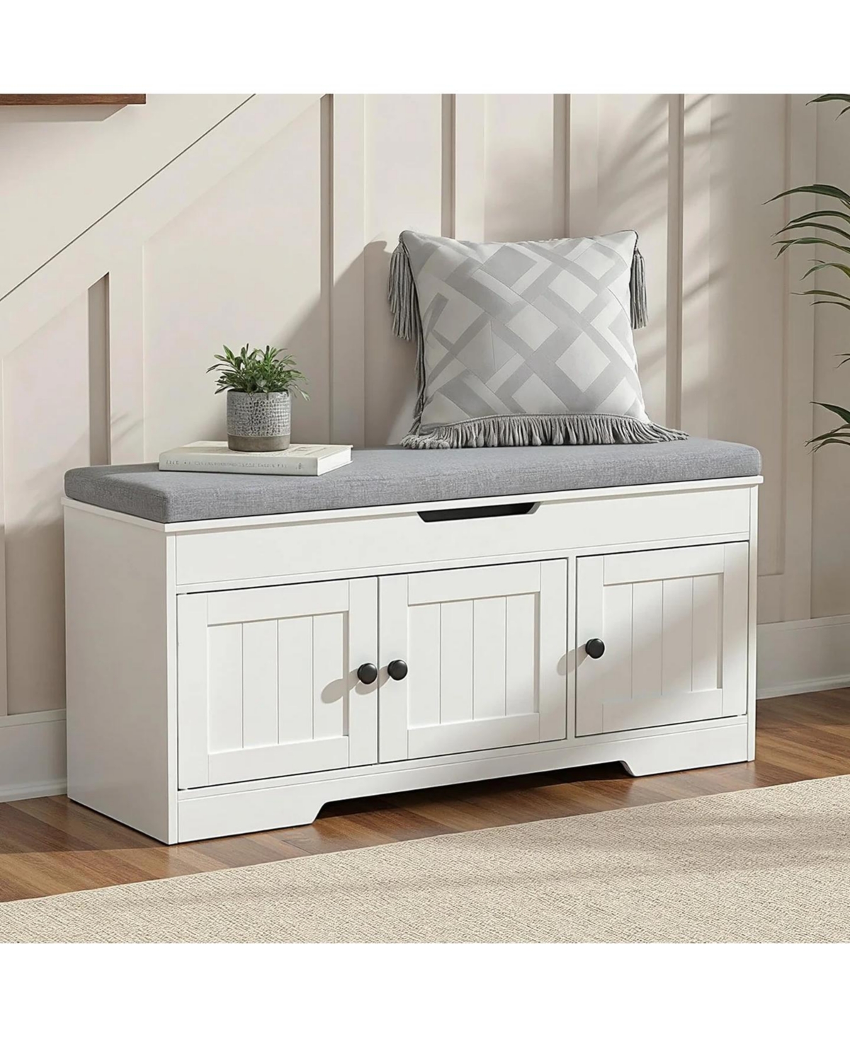 Slickblue Long Wooden Shoe Rack Bench 3-Tier Entryway Storage Organizer for Hallway