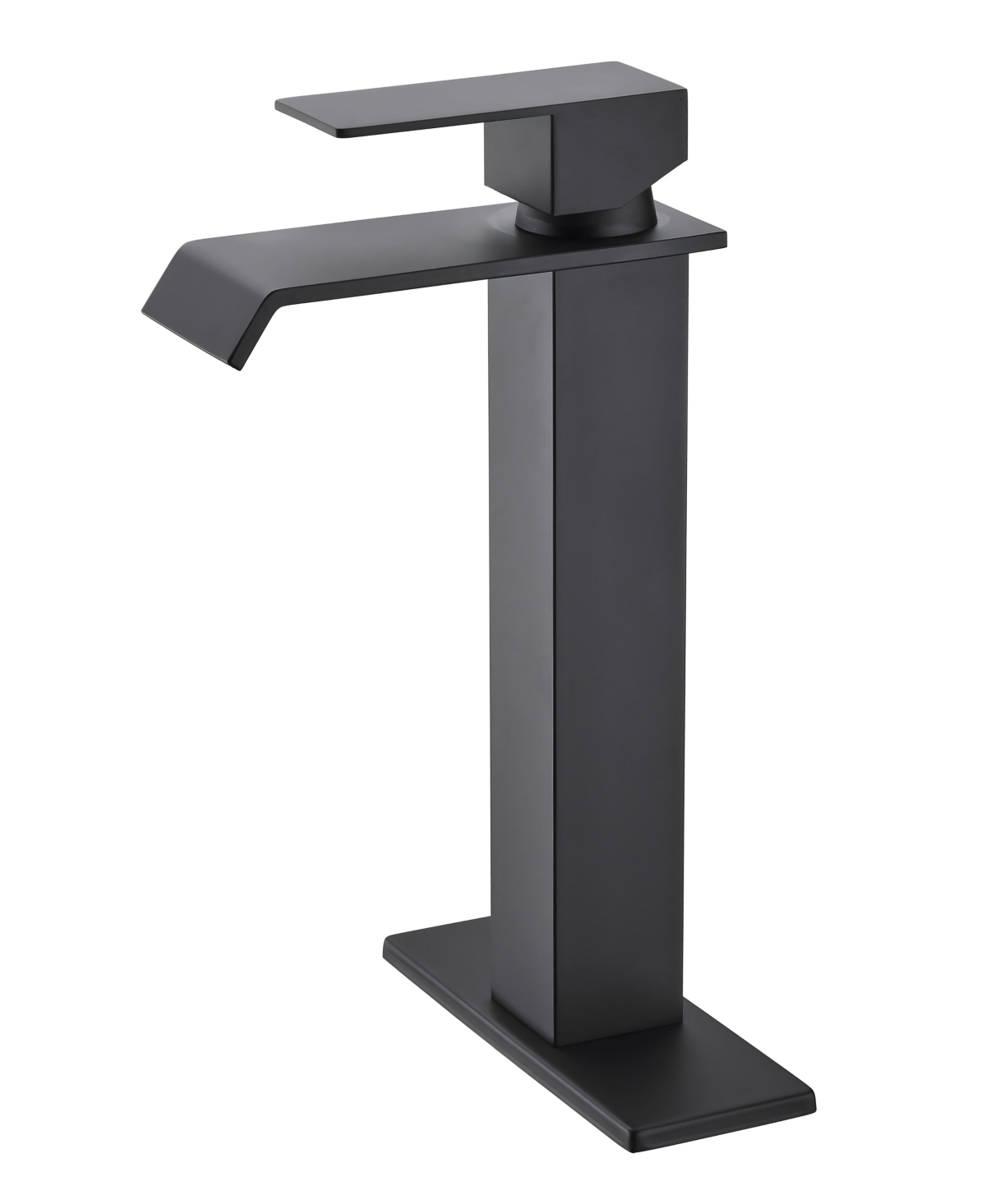Thirtypeachy Single Handle Waterfall Bathroom Sink Faucet, Stainless Steel Tall Vessel Vanity Faucet - Black