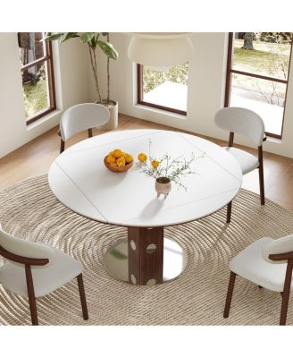 47.2" Extendable Round Dining Table, Sintered Stone