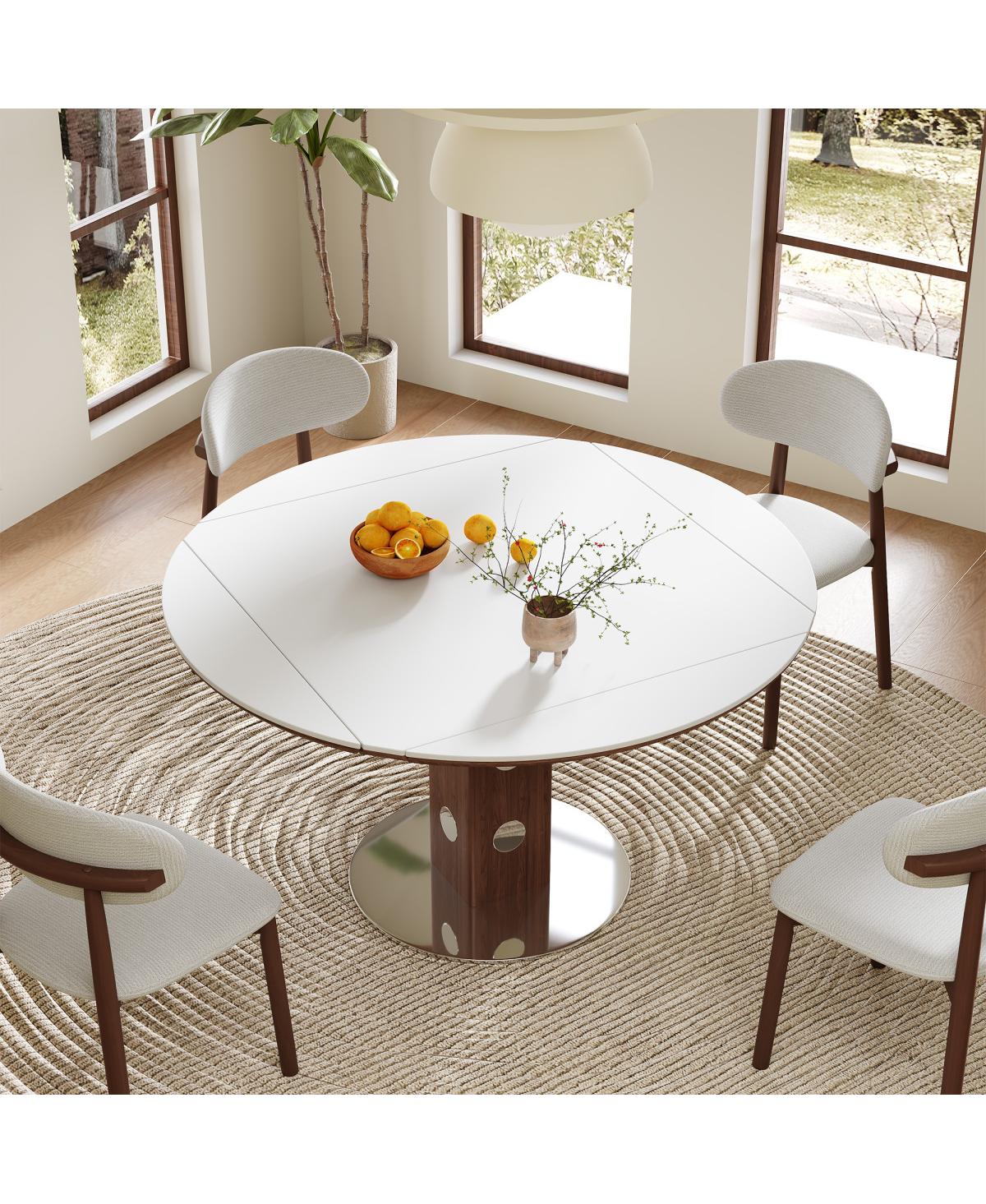 Streamdale Furniture 47.2" Extendable Round Dining Table, Sintered Stone