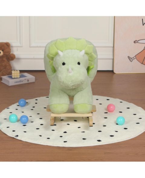 Детская мягкая игрушка SEVORLEY Plush Dinosaur Rocking Ride-On Toy, Ages 1-3, цвет: Зелёный