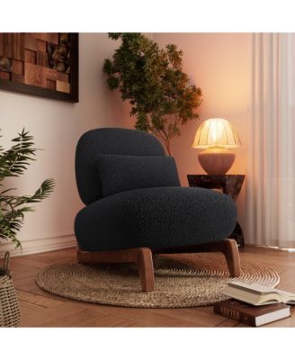 Cloud-Soft Sherpa Boucle Armless Accent Chair Upholstered Living Room Side Chairs with Waist Cushion
