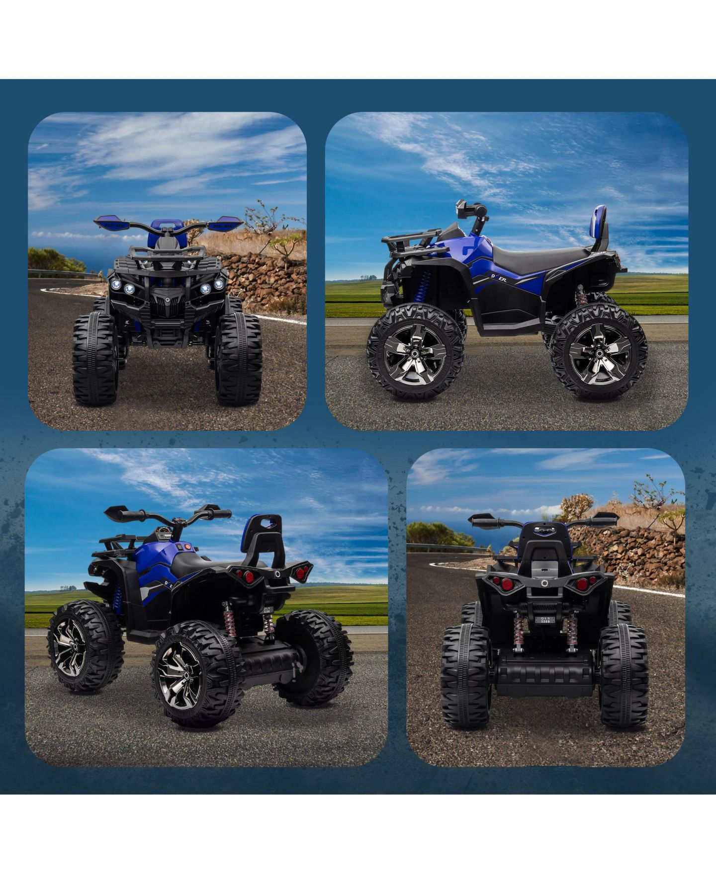 Детская игрушка Aosom 12V Kids ATV Quad Car Toy with Music and Headlights, цвет: Синий — фото 8