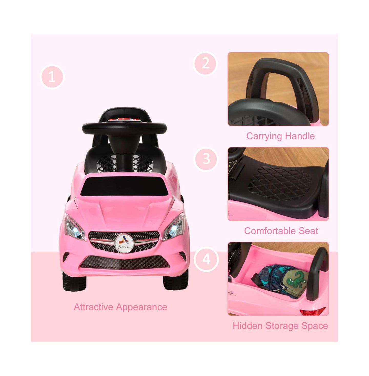 Детская игрушка YOBTOP Kids Ride On Push Car - Foot-to-Floor Walking Sliding Toy Car for Toddler, Working Horn Music Headlights and Storage — фото 4