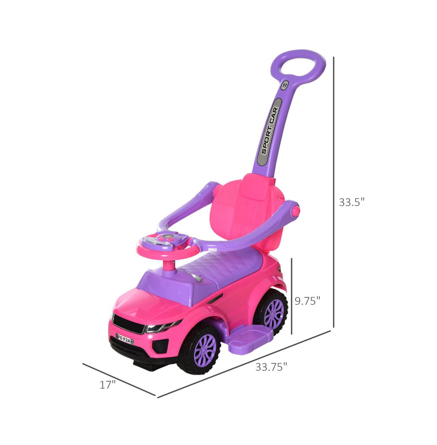 Детская игрушка YOBTOP 3-In-1 Ride On Push Car with Steering Wheel, Horn and Music, Metal, 55 lbs. Capacity, Ages 1-3 Years — фото 3