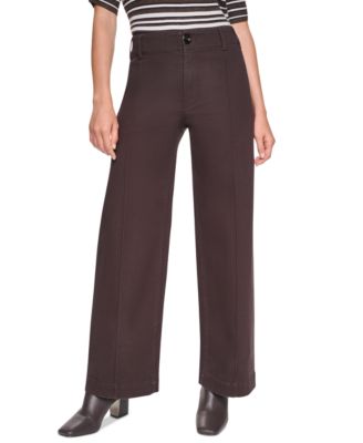 DKNY Petite High-Waisted Wide-Leg Jeans