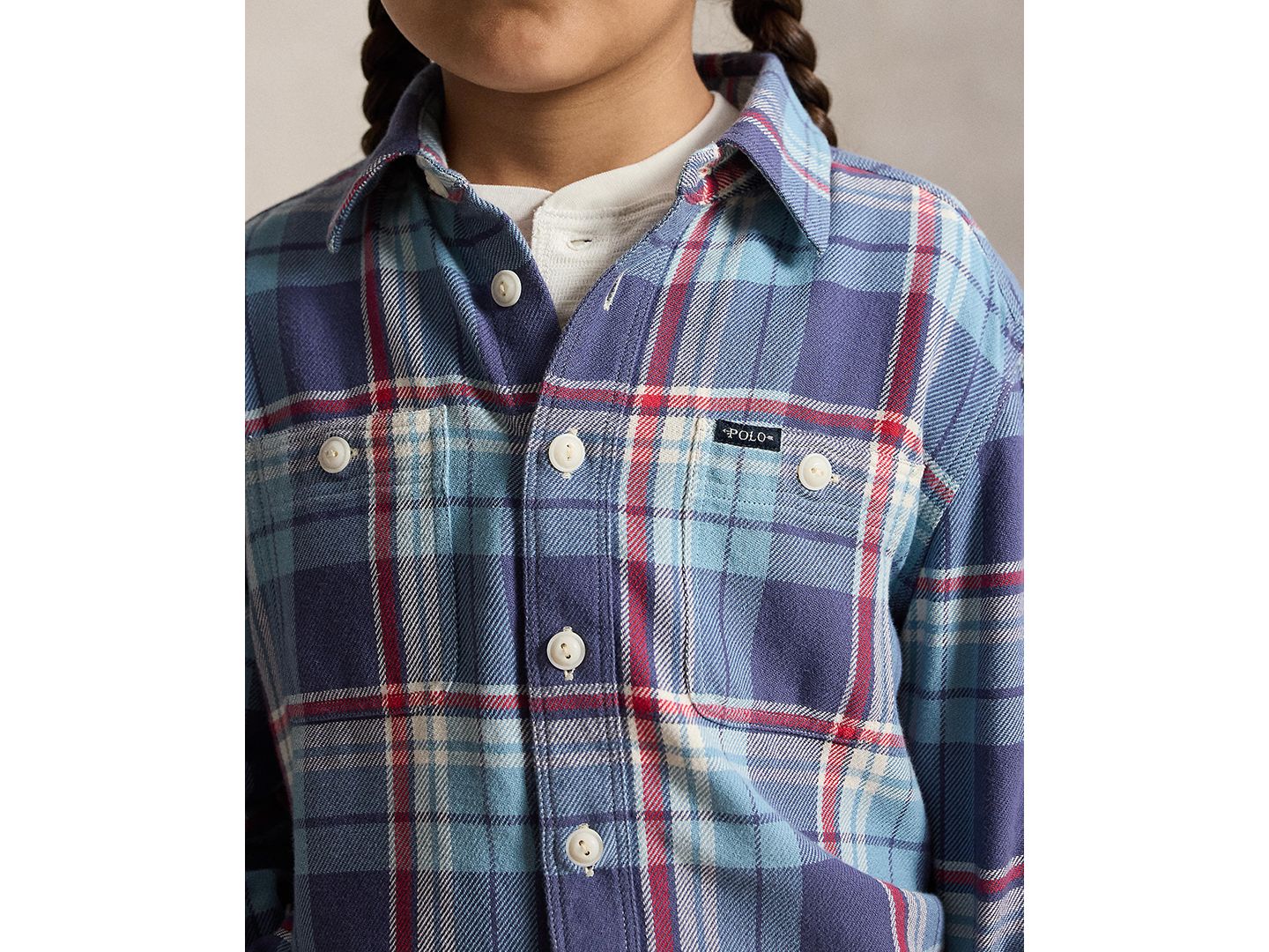 Рубашка Polo Ralph Lauren Plaid Cotton Flannel Work для мальчиков, цвет: Синий — фото 3