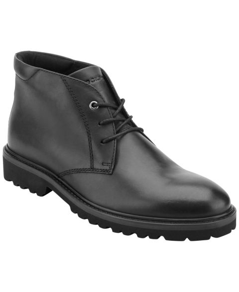 Мужские ботинки Rockport Merrick Waterproof Lace-Up Suede Chukka, цвет: Чёрный кожаный
