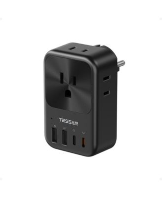 8-in-1 US to Europe Travel Adapter, 4 AC Outlets + 4 USB Ports, 20W USB-C, Type E/F Plug for European Travel