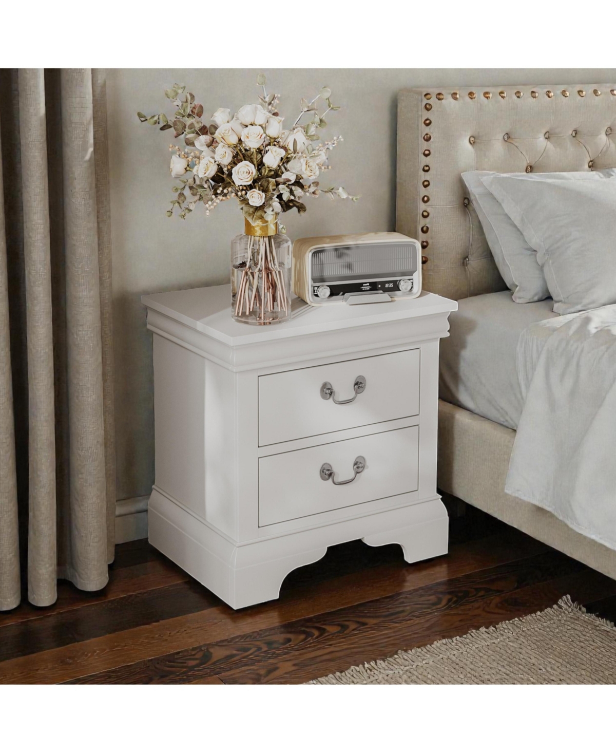 Flynama Classic 2-Drawer Wooden Nightstand