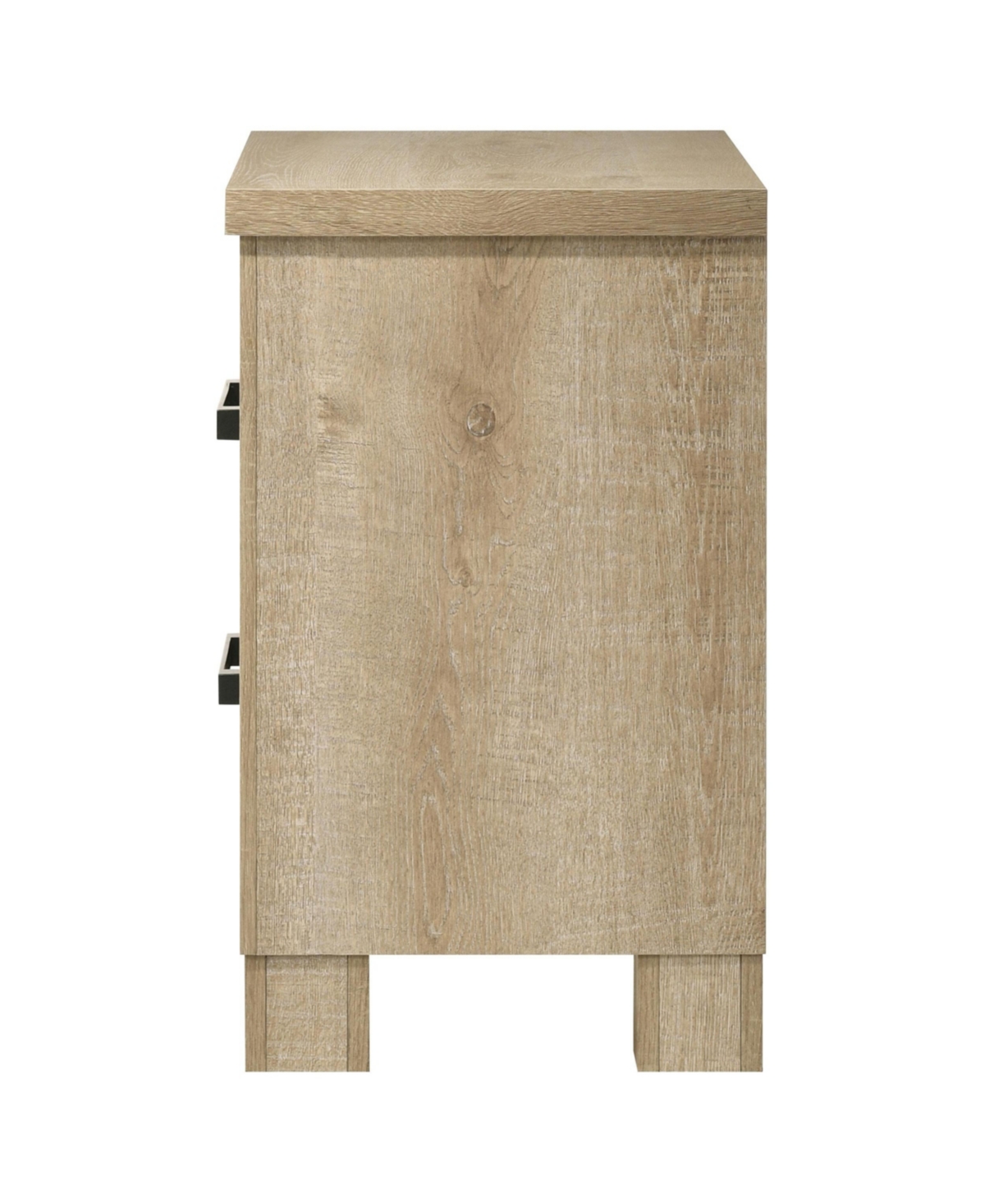 Flynama Weathered 2-Drawer Farmhouse Nightstand, Engineered Wood Bedside Table with Dark Bronze Pulls