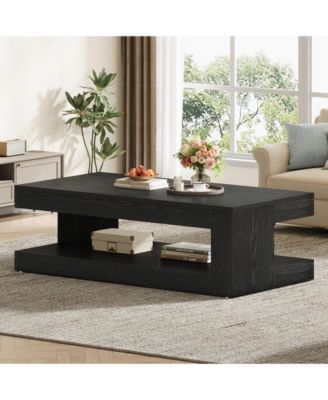 Coffee Table for Living Room, 47.24-Inch Farmhouse 2-Tier