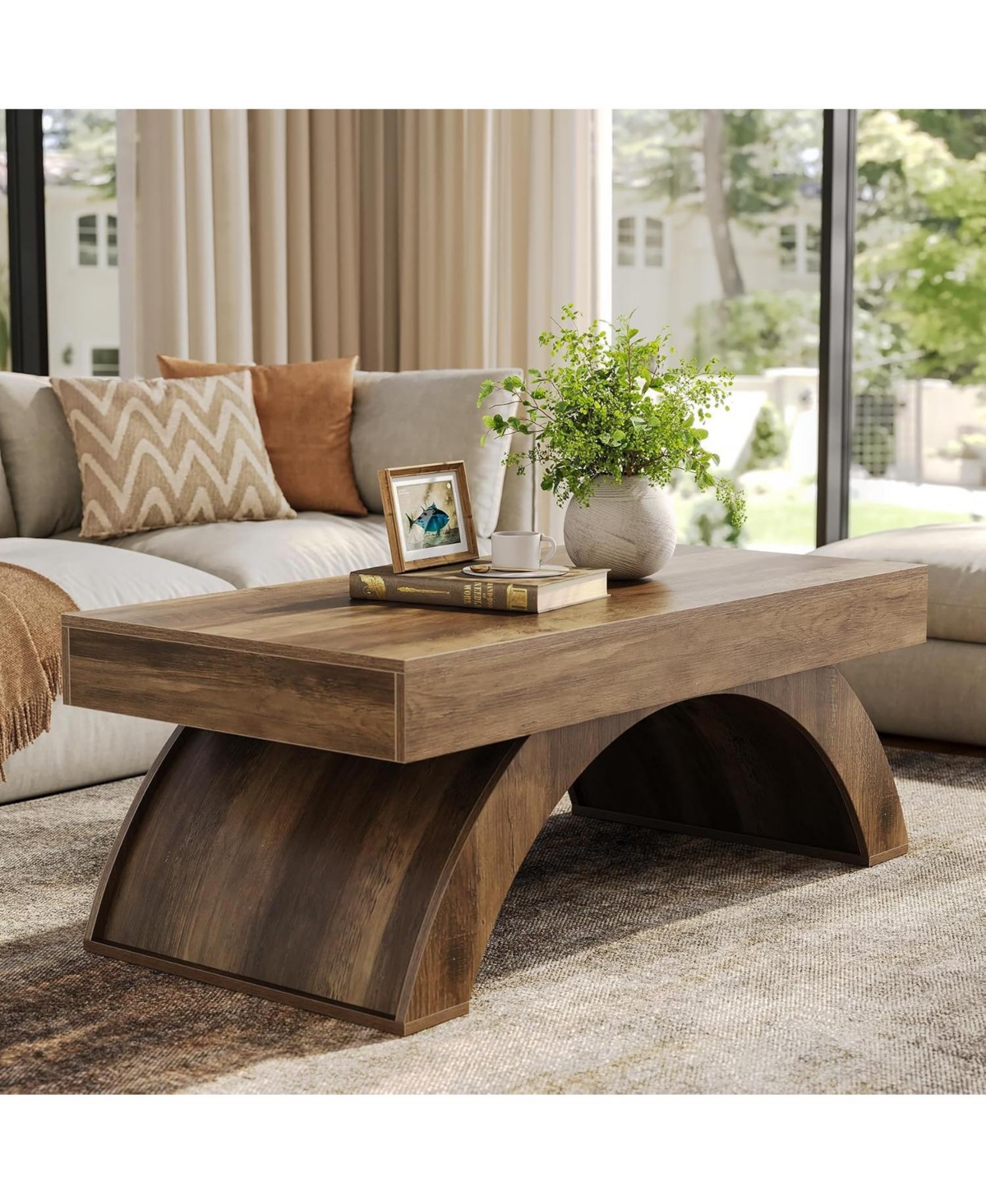 Tribesigns Modern Coffee Table, 47" Living Room Table, Rectangle