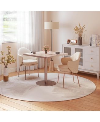 31.5" Square Modern Tulip Dining Table with Faux Marble Sintered Stone Top