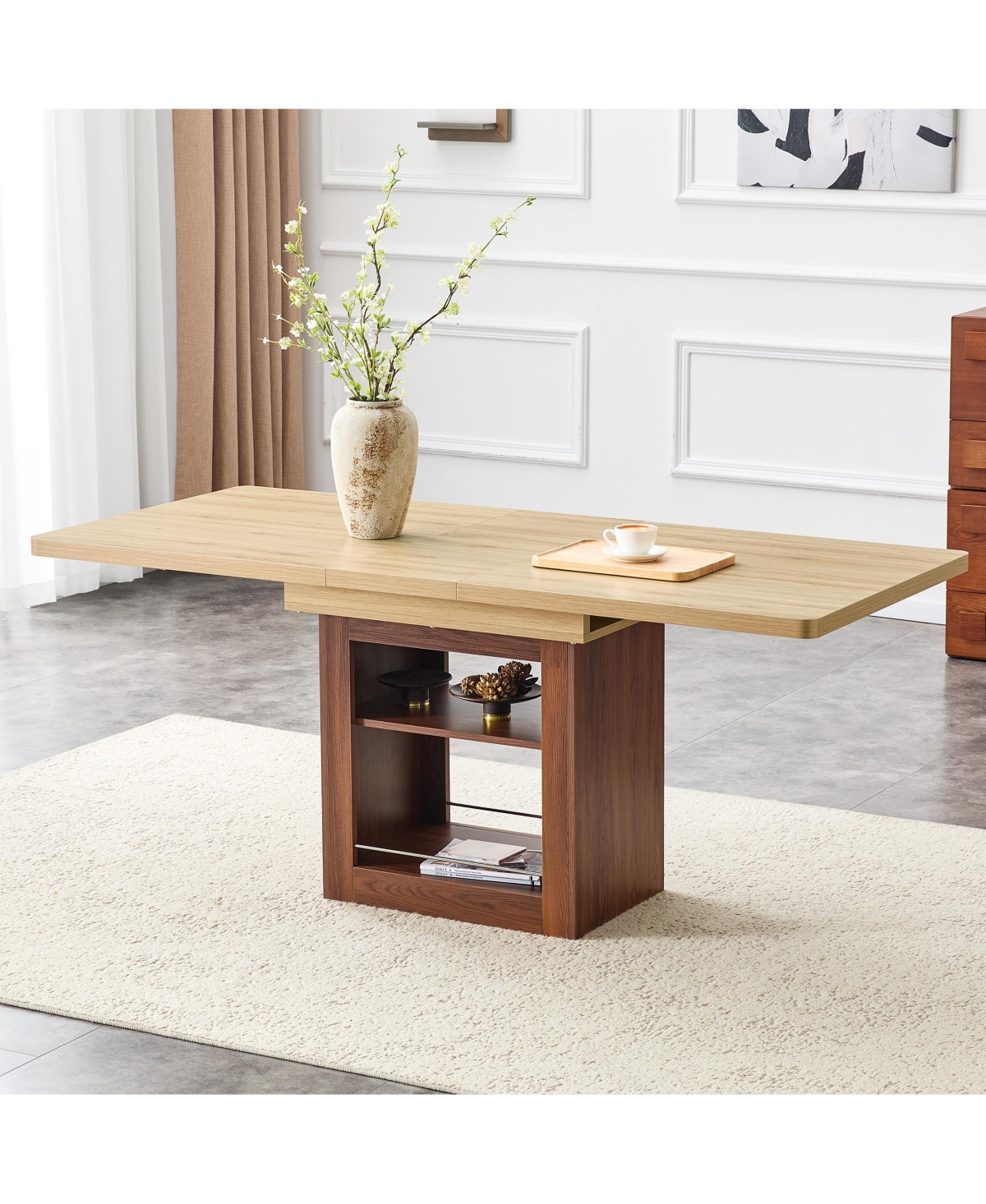 Flynama Expandable Mdf Dining Table with Storage, Finish