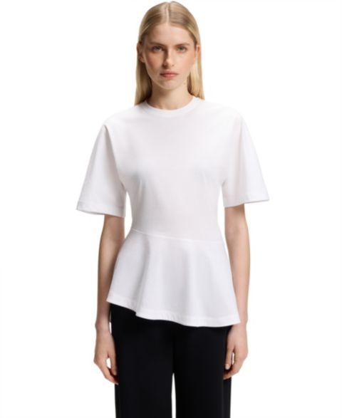 Женская футболка Hugo Boss BOSS by Asymmetric Peplum, цвет: Белый