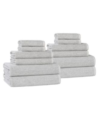 Destin Viscose Blend Absorbent Quick Dry Solid Ribbed Design 12-Piece Towel Set