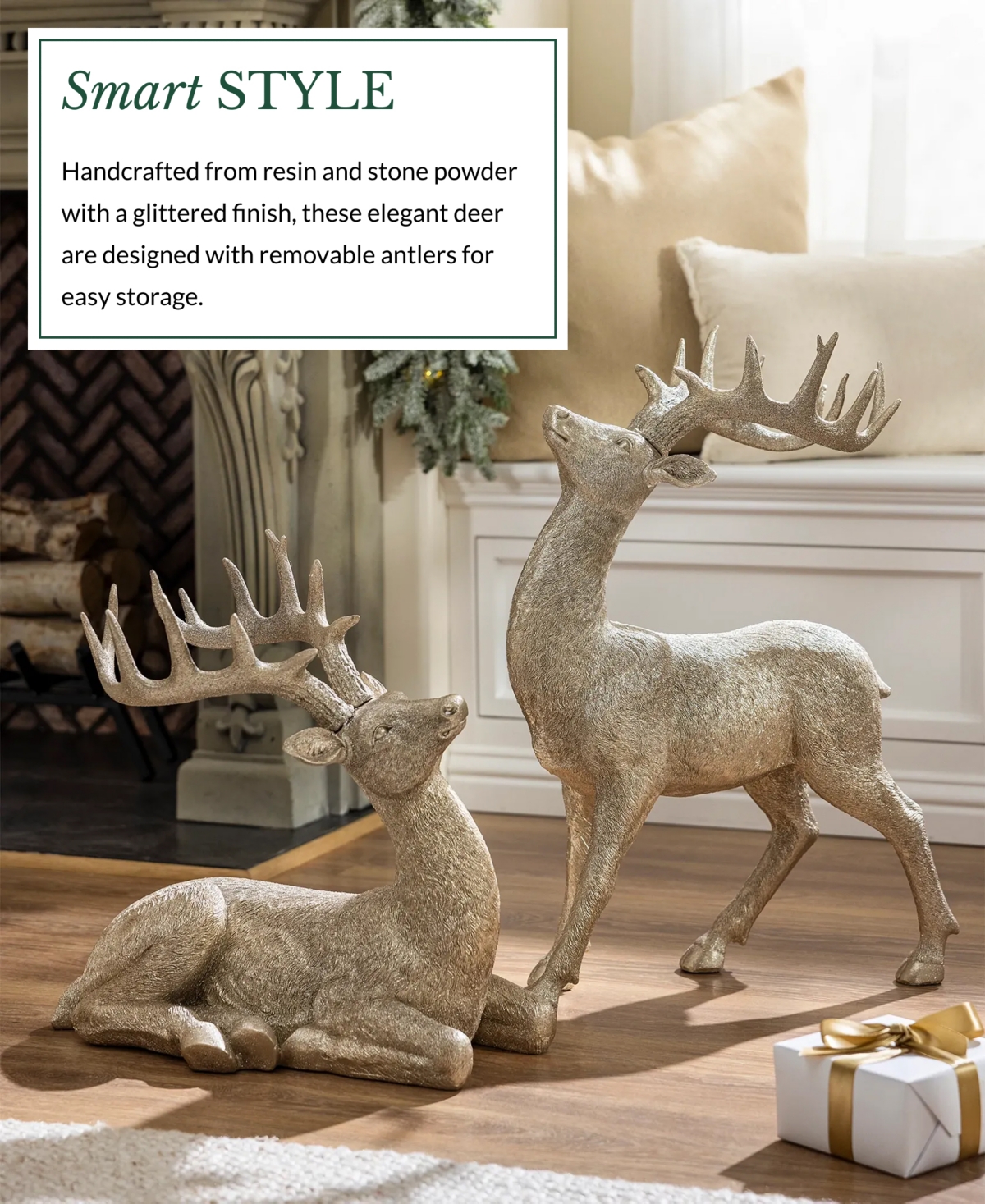 Balsam Hill Parisian Palace Deer, Set of 2