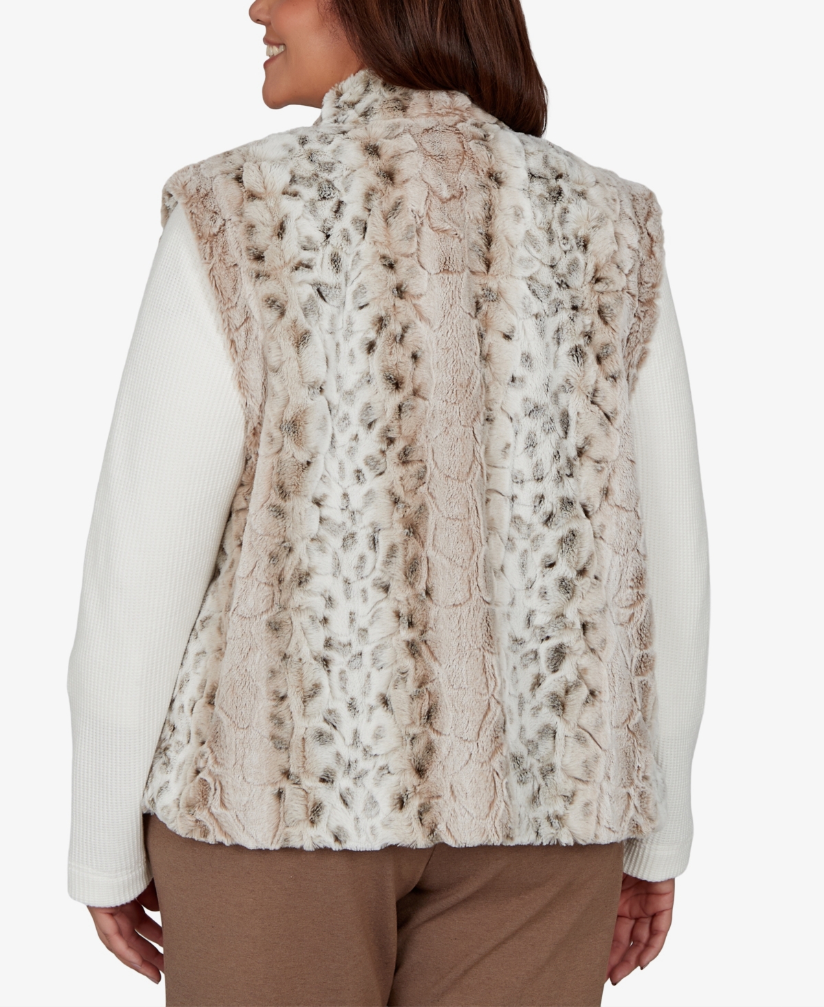 Alfred Dunner Plus Size Animal-Print Mock Neck Short Faux Fur Teddy Jacket