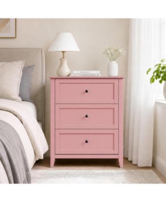 3-Drawer Dresser, 27.6" Modern Bedroom Storage Cabinet with Lacquered Finish, Metal Knobs for Nursery, Living Room or Apartment