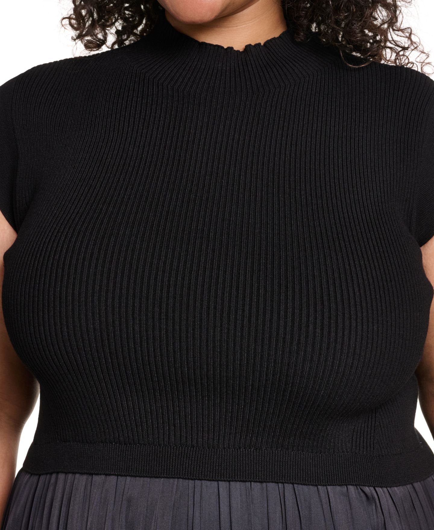 Женское платье Vince Camuto Plus Size Velvet Mock-Neck Sleeveless, цвет: Чёрный — фото 4