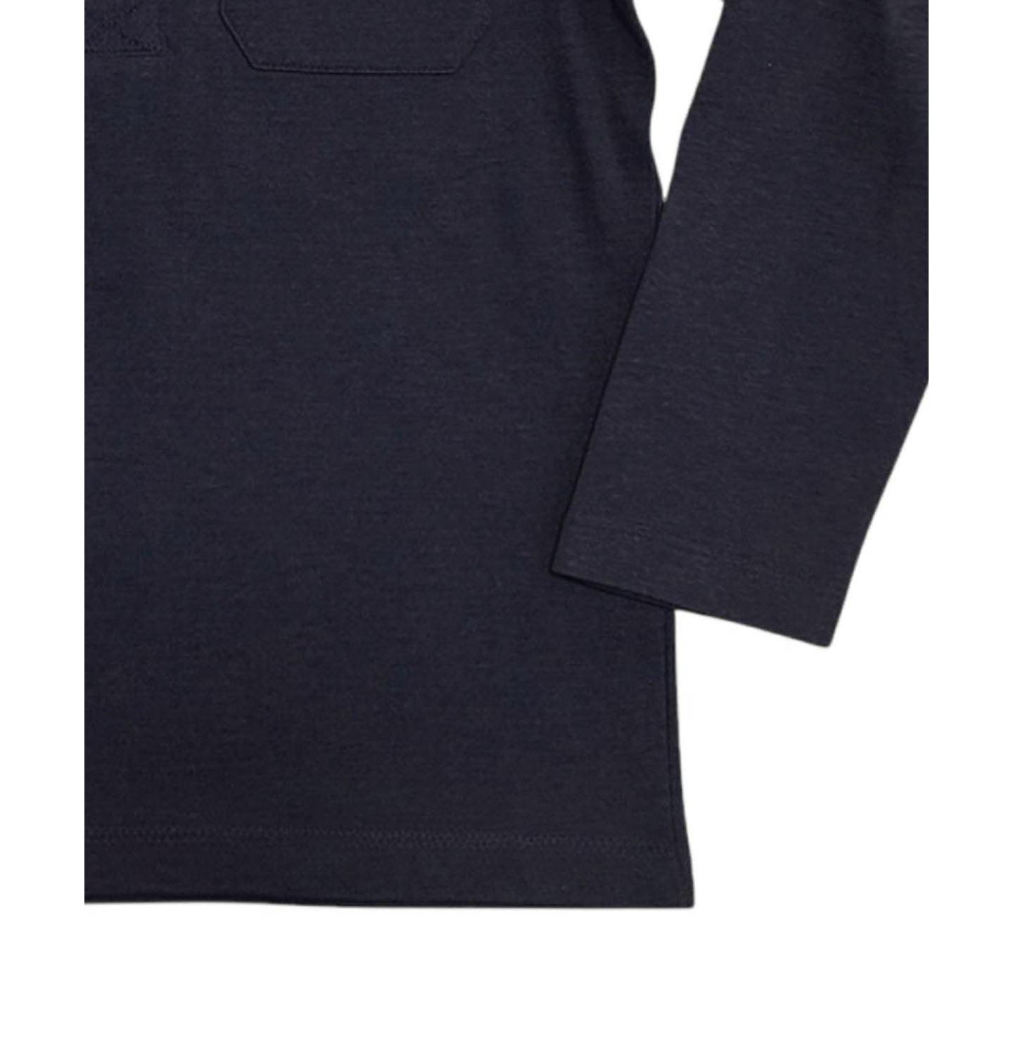 Футболка Hope & Henry Organic Long Sleeve Henley Pocket для мальчиков, цвет: Тёмно-синий меланжевый — фото 3