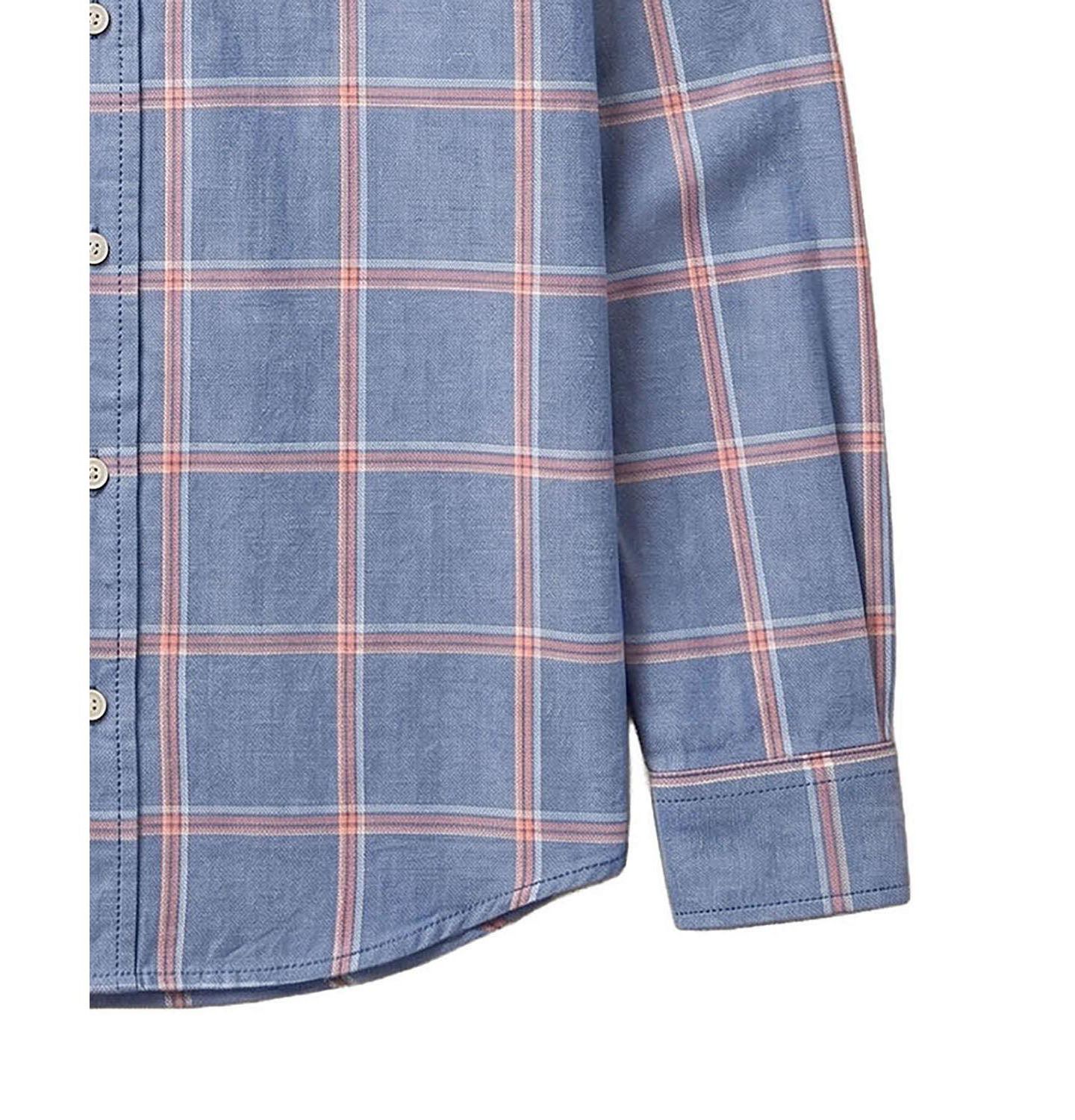 Рубашка Hope & Henry Organic Long Sleeve Stretch Poplin Shirt для мальчиков, цвет: Клетчатый — фото 3