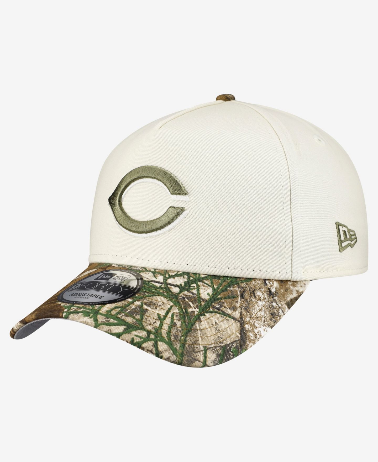 Мужская кепка New Era Khaki/Realtree Camo Cincinnati Reds 9FORTY A-Frame Adjustable Hat — фото 3